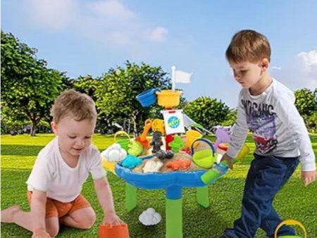 deAO Kids Sand and Water Table Sand Pit 31 Pcs Sand Toys Outdoor Toys Sand Water Toys Beach Toys Garden Toy Watering Can for Childs Girls Boys Fashion