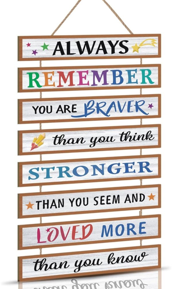  Inspirational Phrase Wall Art for Nursery,Inspirational Hanging Sign,Motivational Quote Wall Decor,You Are Brave Wall Decoration for Kids Bedroom,Positive Words Wall Art Sign for Babyroom Gift For Sale